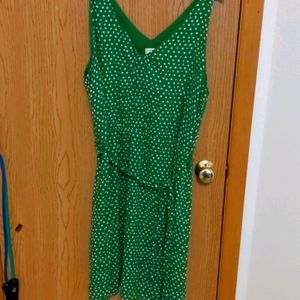 Green and white polka dot dress xxl